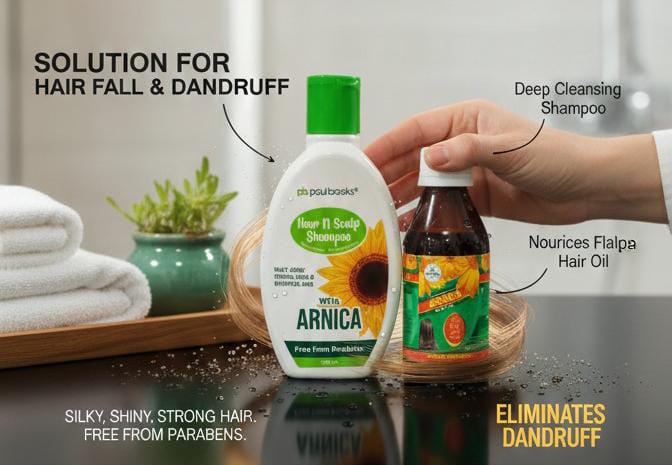 Arnica Hair Fall & Dandruff Control Combo – Deep Cleansing Shampoo + Nourishing Hair Oil for Strong, Shiny Hair