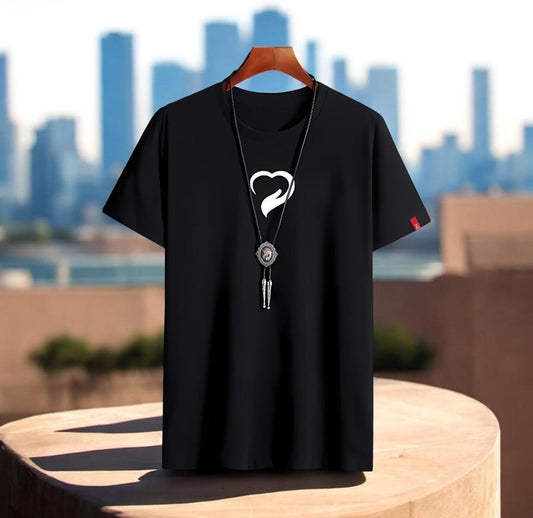 Men's Black Printed Cotton Jersey T-Shirt – Stylish & Comfortable Everyday Wear- 1 Pc