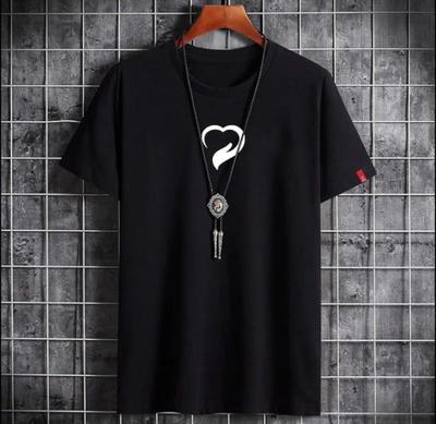 Men's Black Printed Cotton Jersey T-Shirt – Stylish & Comfortable Everyday Wear- 1 Pc