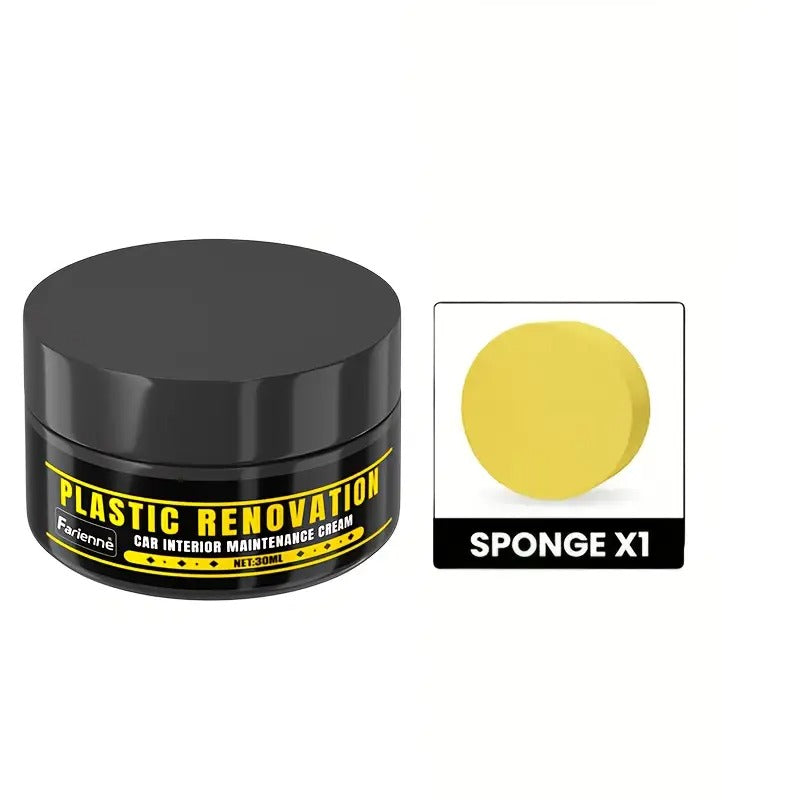 Automotive Plastic Repair & Shine Agent – Black Interior Panel Restorer, Scratch Fix & Tire Shine Cream