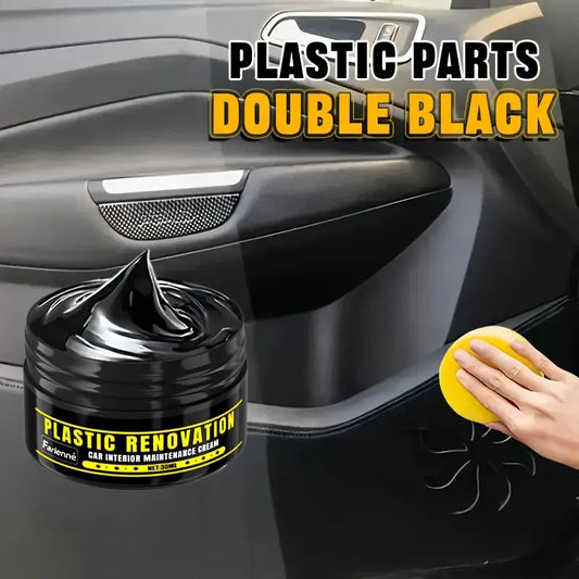 Automotive Plastic Repair & Shine Agent – Black Interior Panel Restorer, Scratch Fix & Tire Shine Cream