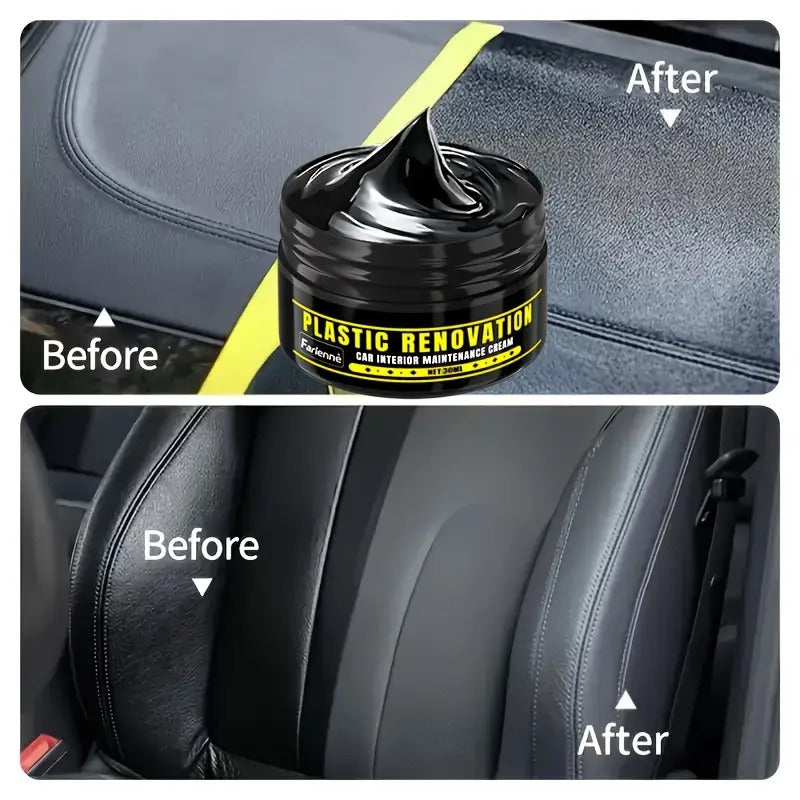 Automotive Plastic Repair & Shine Agent – Black Interior Panel Restorer, Scratch Fix & Tire Shine Cream