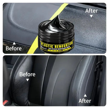 Automotive Plastic Repair & Shine Agent – Black Interior Panel Restorer, Scratch Fix & Tire Shine Cream