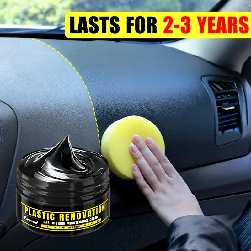 Automotive Plastic Repair & Shine Agent – Black Interior Panel Restorer, Scratch Fix & Tire Shine Cream