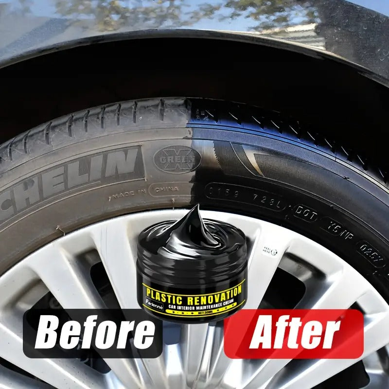 Automotive Plastic Repair & Shine Agent – Black Interior Panel Restorer, Scratch Fix & Tire Shine Cream