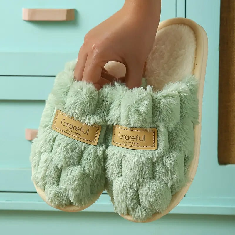 Women’s Elegant Plaid Flannel Slippers