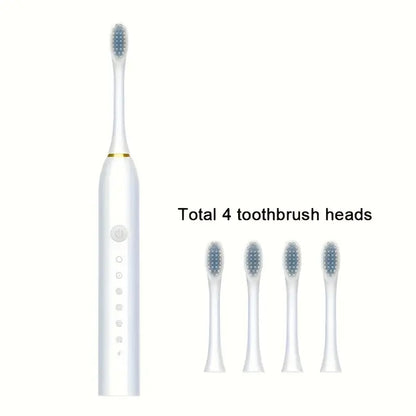 6-Speed Electric Toothbrush with Smart Timer – IP67 Waterproof, USB Rechargeable, Soft Brush Heads for Adults